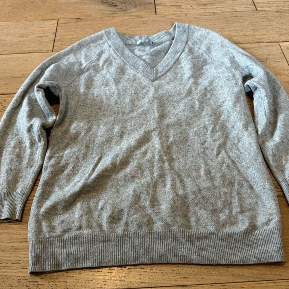 T by Alexander Wang Womens XS Heather Grey V-Neck Raglan Knit Sweater (1272)
